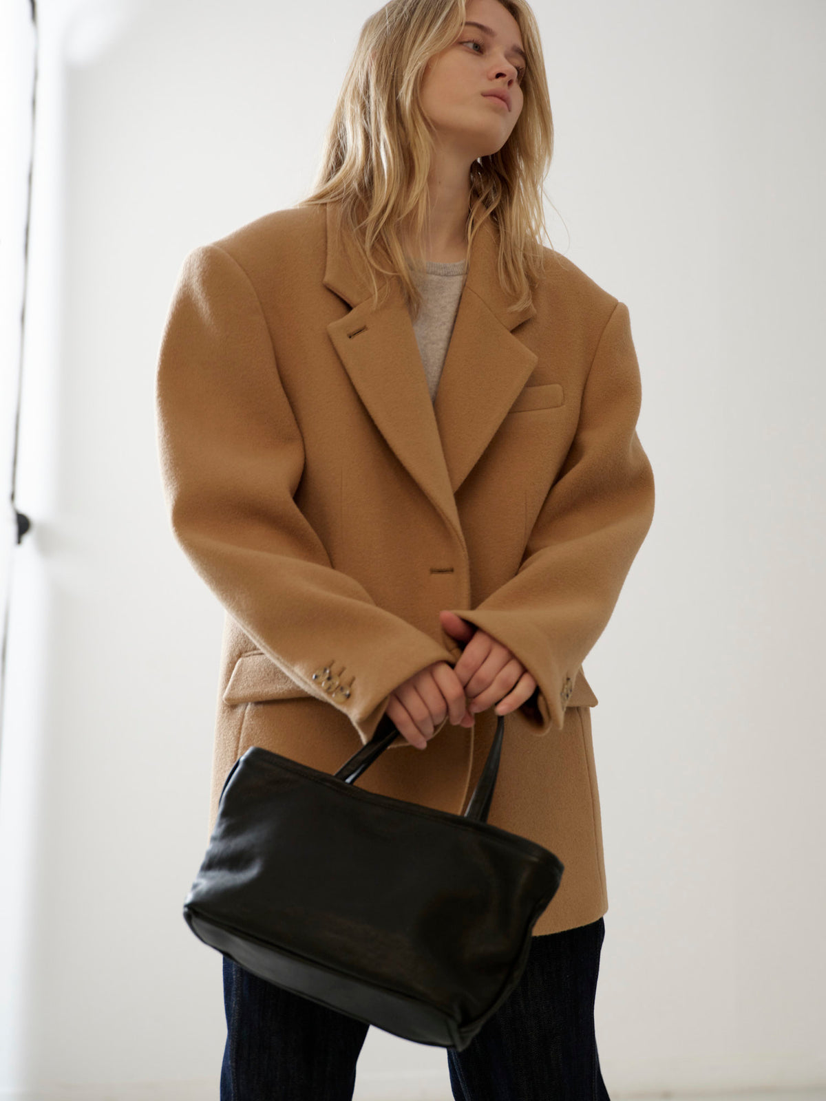 Breeze Washed Leather Tote Bag_Black
