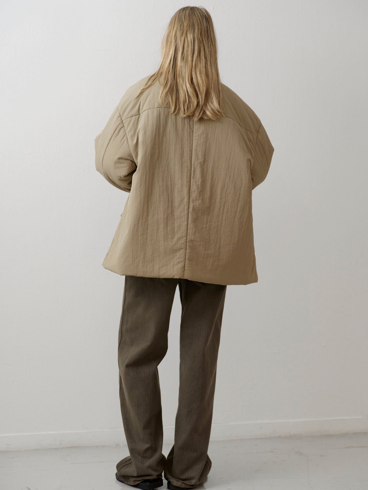 Padded Curved-Sleeve Blazer_mocha