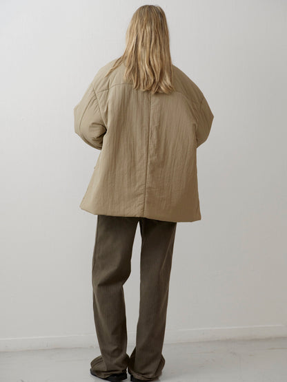 Padded Curved-Sleeve Blazer_mocha