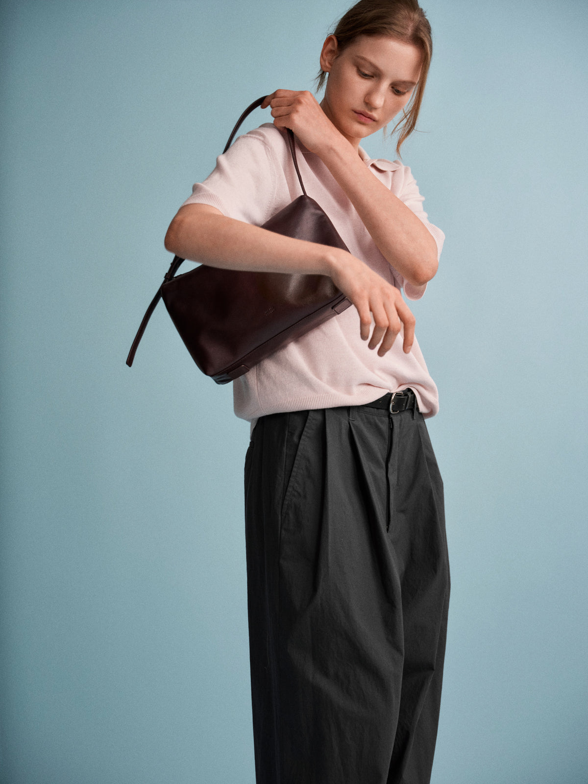 Vintage Cotton Two-Tuck Wide Pants_charcoal