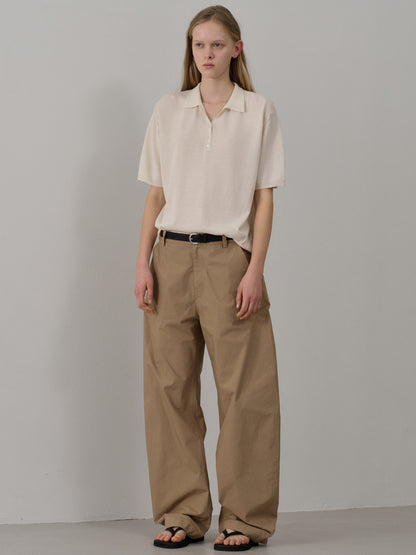 Round Curved Pants_almond beige