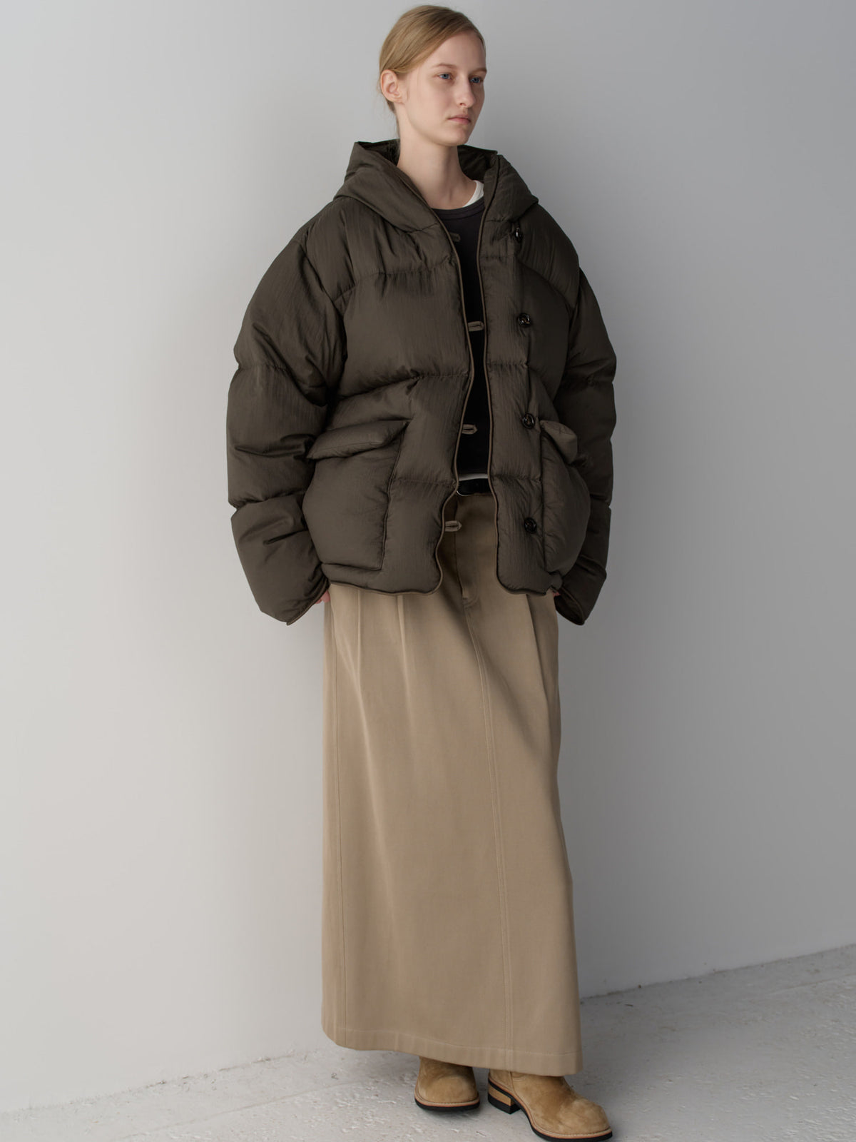 Goose Down Hooded Puffer_brown