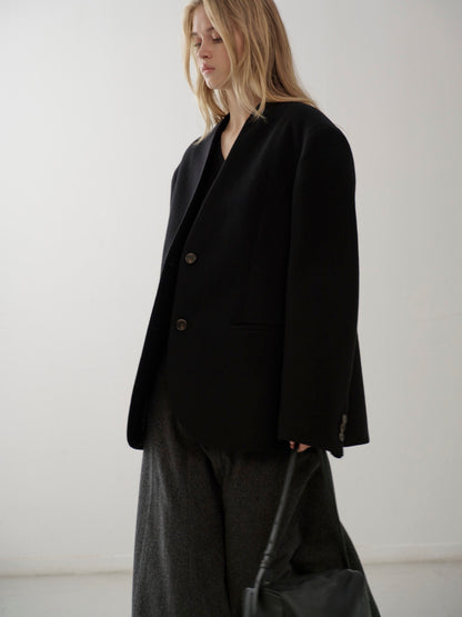 Minimal Collarless Jacket_black
