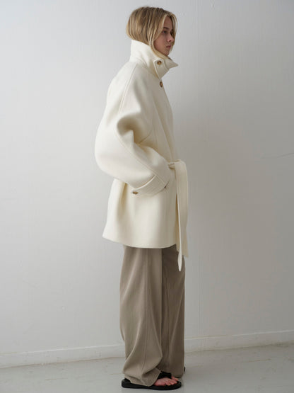 Cashmere Belted Half Coat_ivory