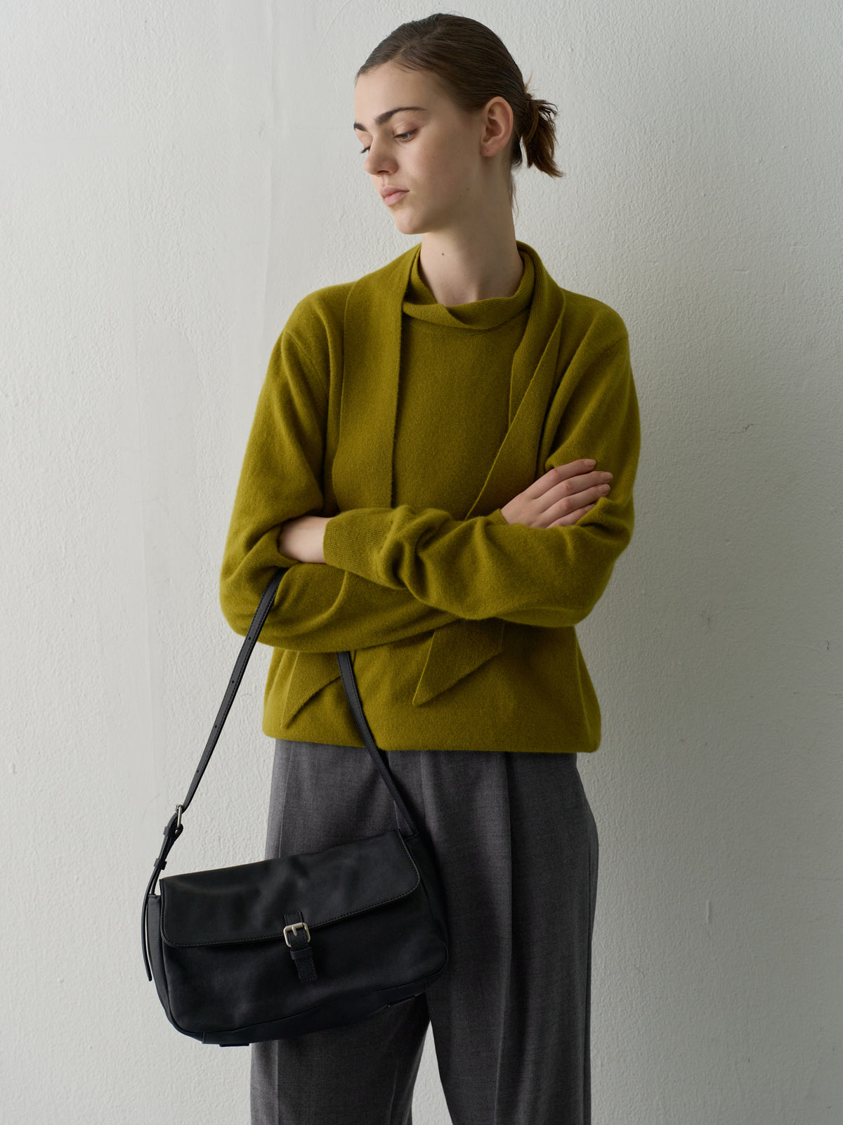 Cashmere Scarf Sweater_olive