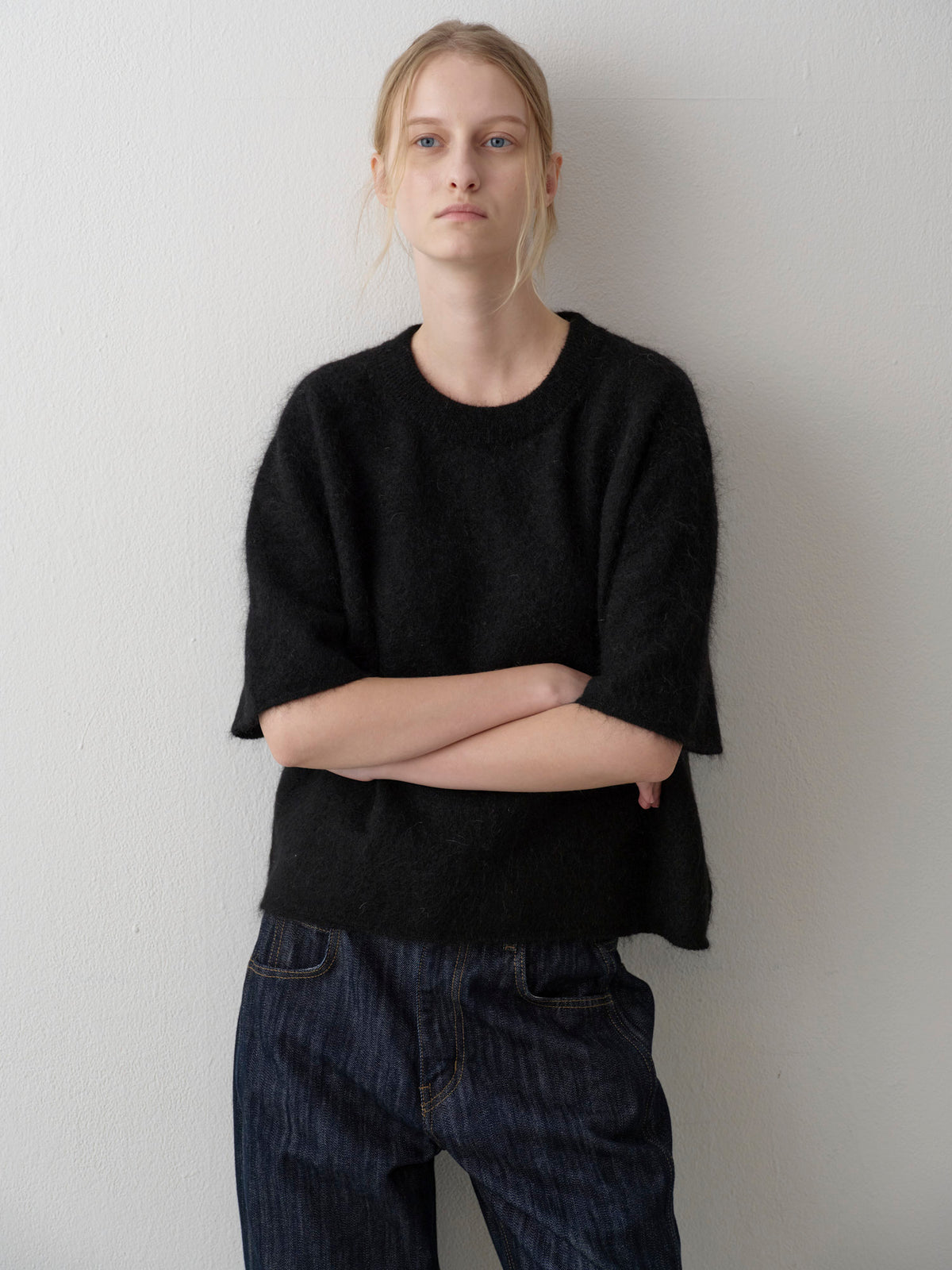 Mohair Half Sleeve Sweater_black