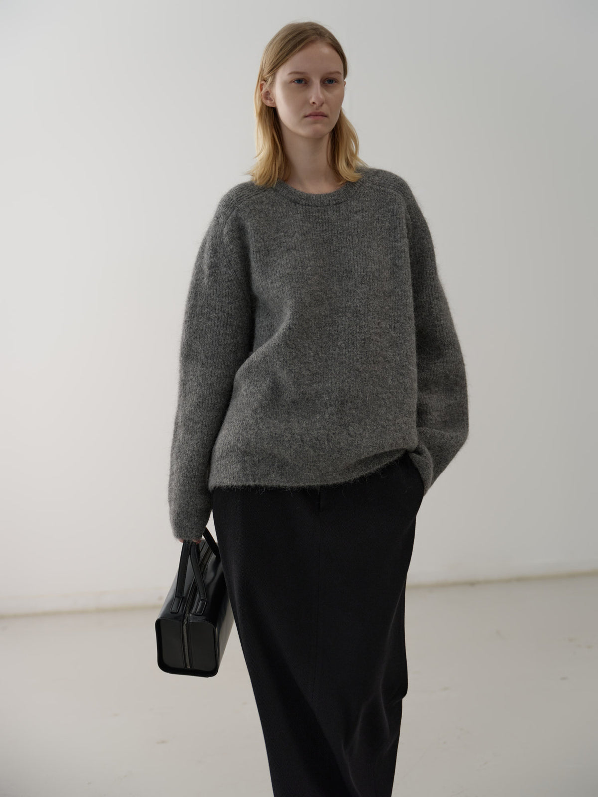 Wool Twill Maxi Skirt_black