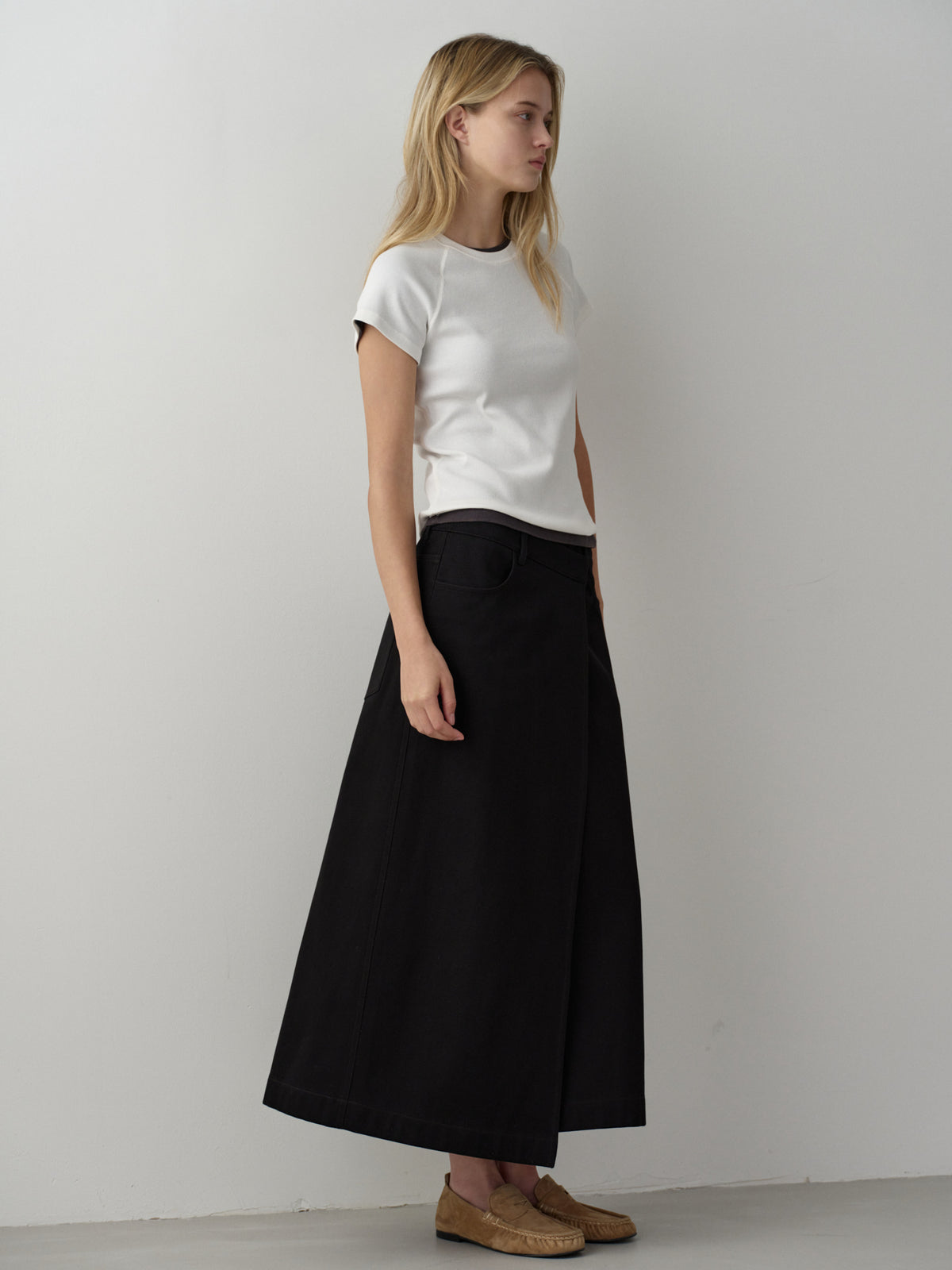 Cotton Wrap Skirt_black