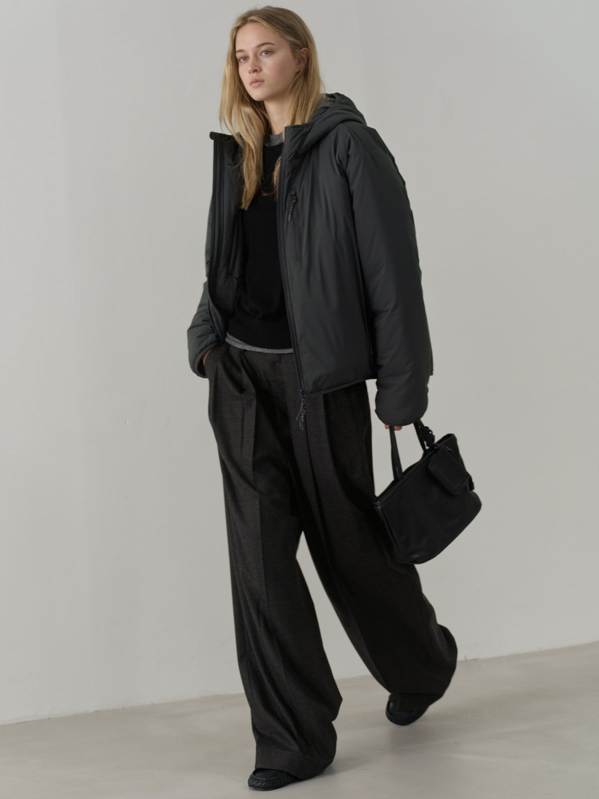 Padded Hooded Jumper_charcoal