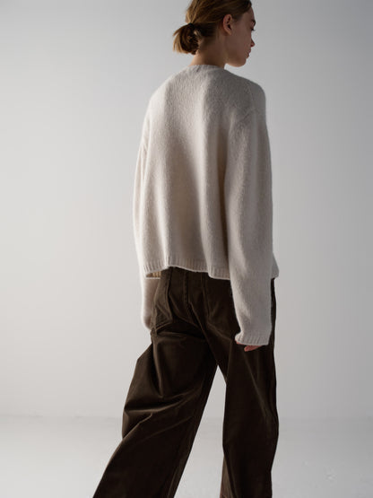 Alpaca Mock-neck Cardigan_ivory