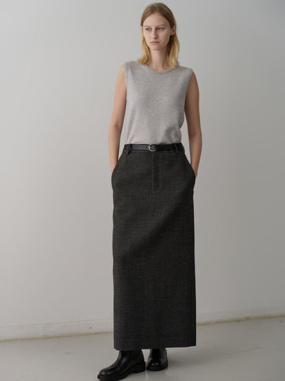 Wool Twill Maxi Skirt_Charcoal