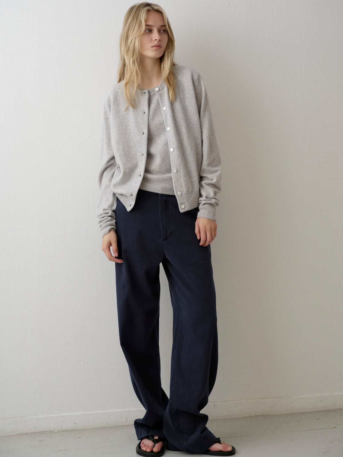 Washed Cotton Straight Pants_navy