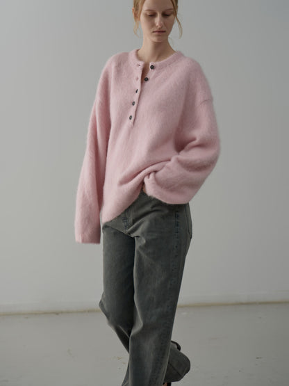 Alpaca Henley Neck Sweater_pink