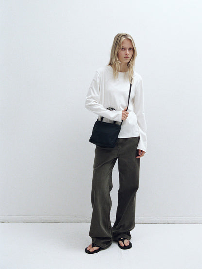 Striped Straight Denim_khaki