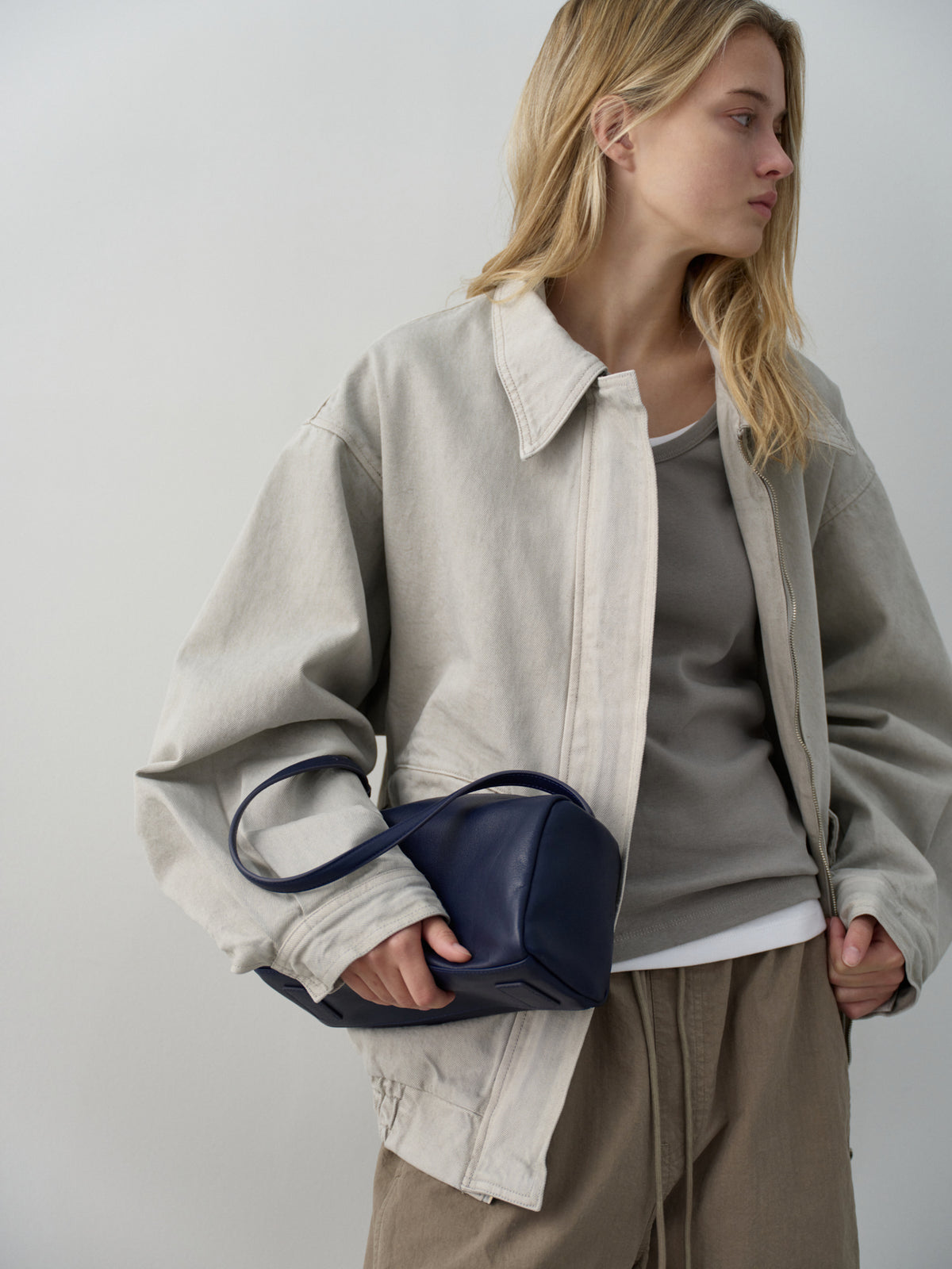 Oversized Fit Utility Cotton Blouson_sand grey