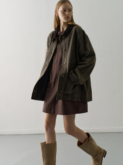 [11/18 Pre-order] Waxed Cotton Work Jacket_khaki brown