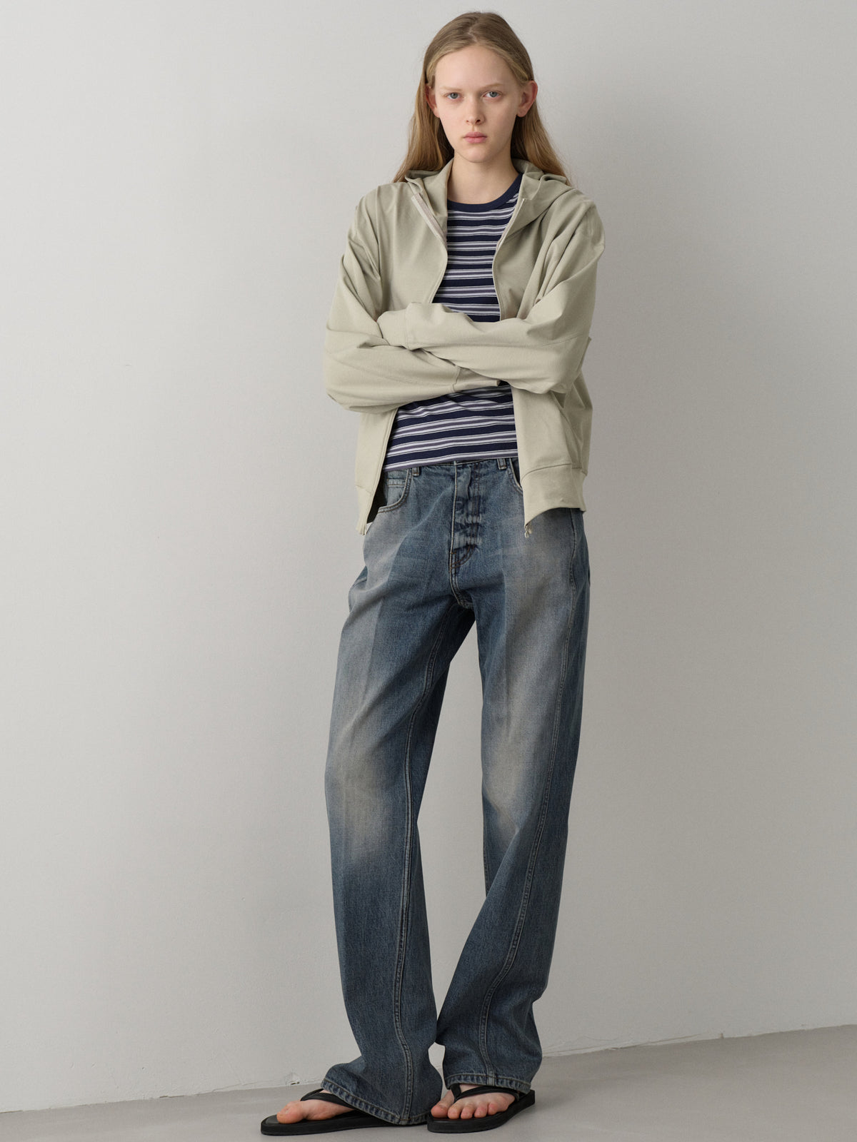 Cotton Light Hooded Zip-up_sage