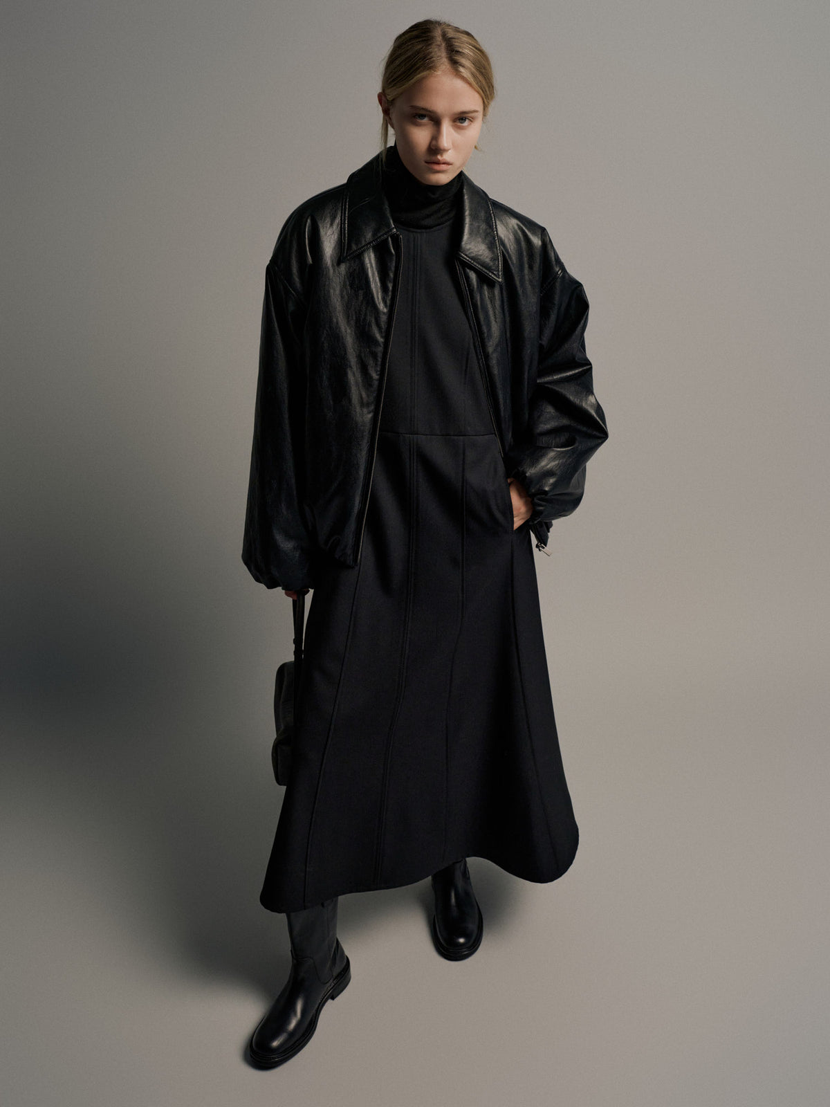 Leather Bomber Jacket_black
