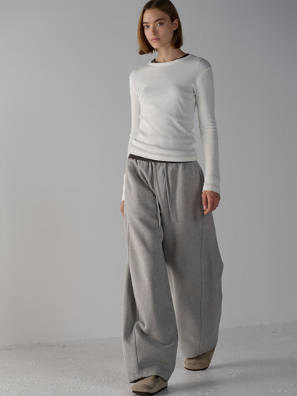 Curved Warm Sweatpants_melange grey