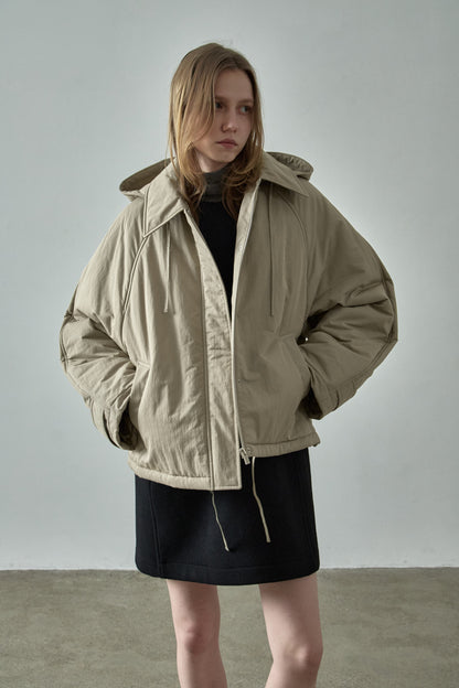 Minimal Hooded Padded Jacket_beige
