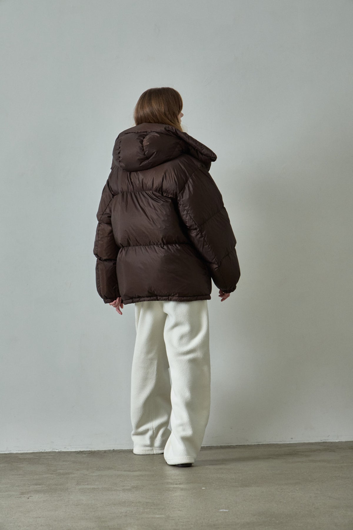 Goose Down Half Padded Coat_brown