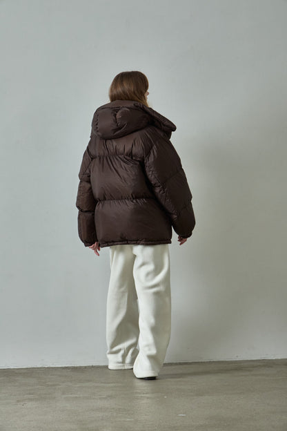 Goose Down Half Padded Coat_brown