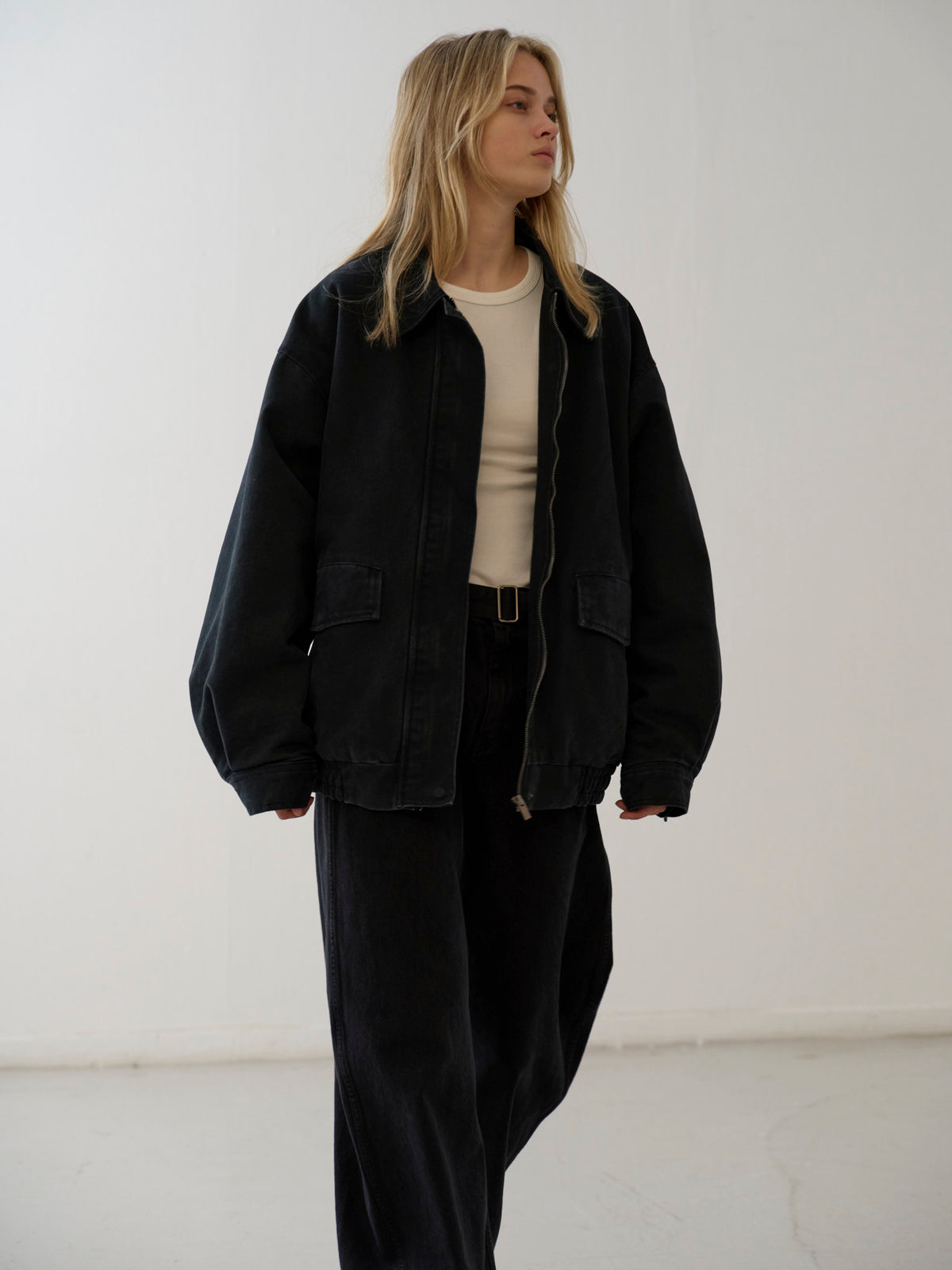 Overfit Vintage Cotton Blouson_Blue Charcoal