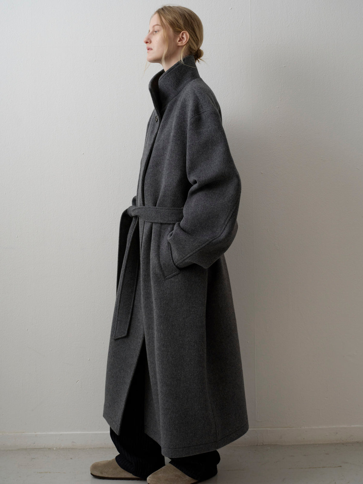 Cashmere High-neck Coat_charcoal