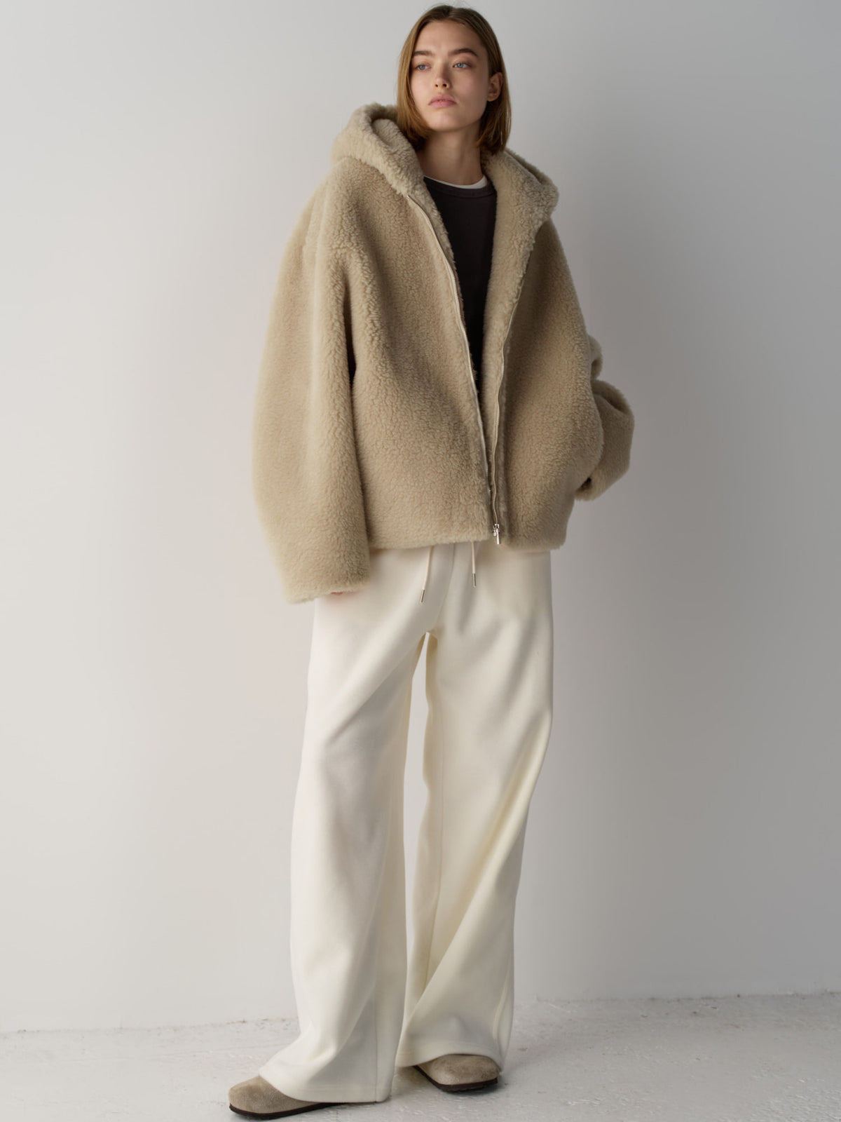 Wool Fleece Banding Pants_ivory