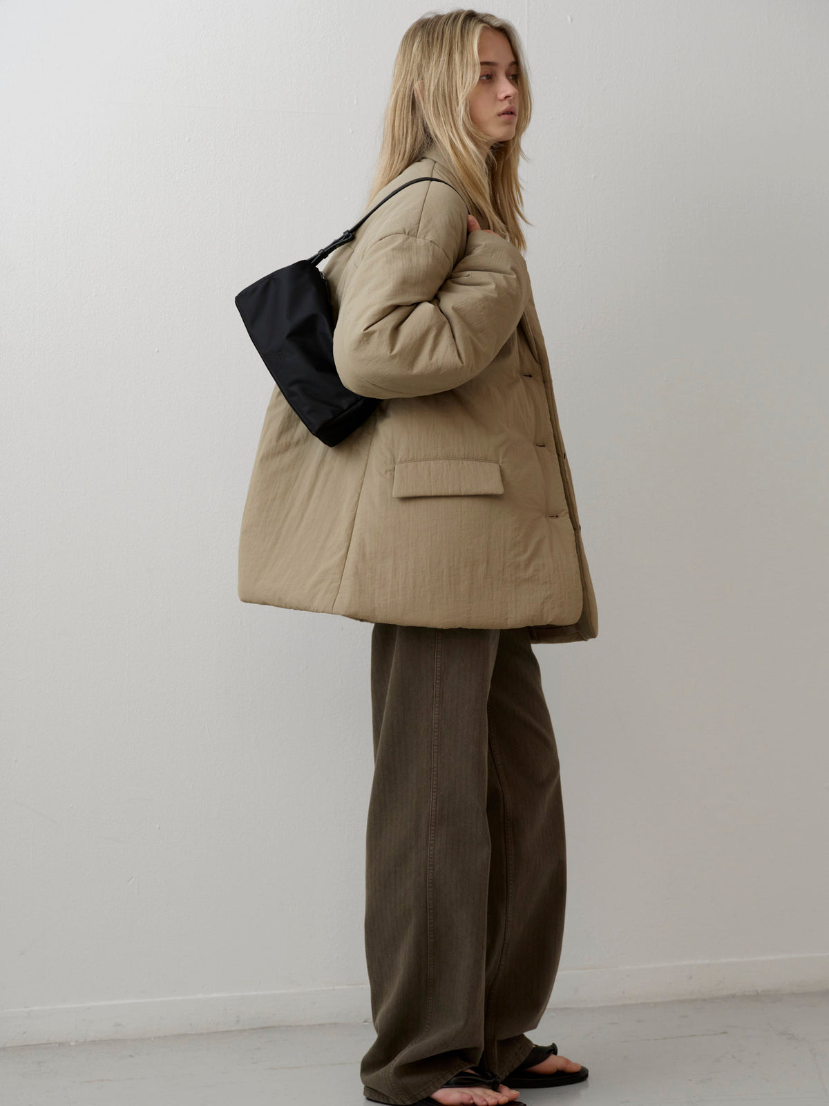 Padded Curved-Sleeve Blazer_mocha