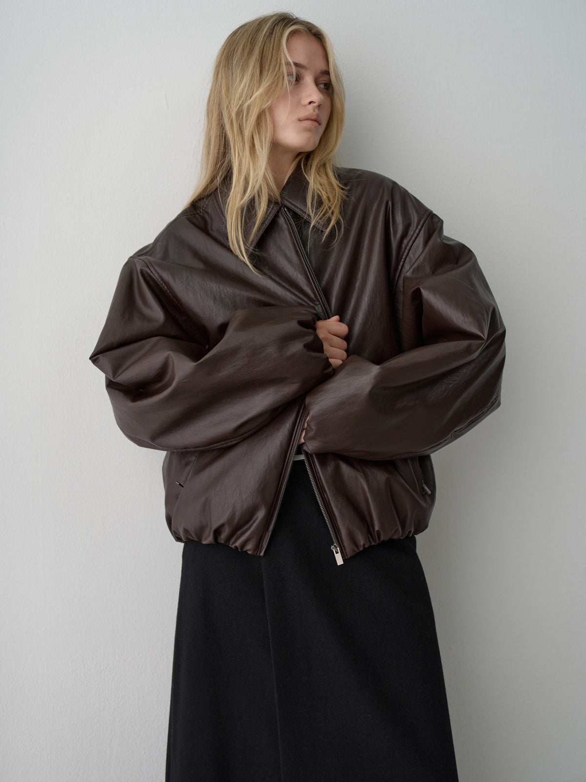 Leather Bomber Jacket_brown