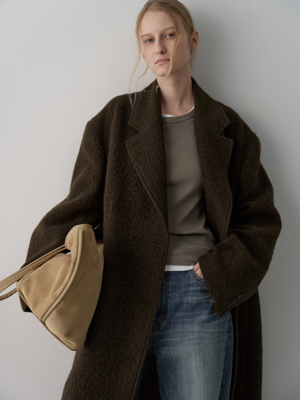 Lama Wool Single Coat_khaki