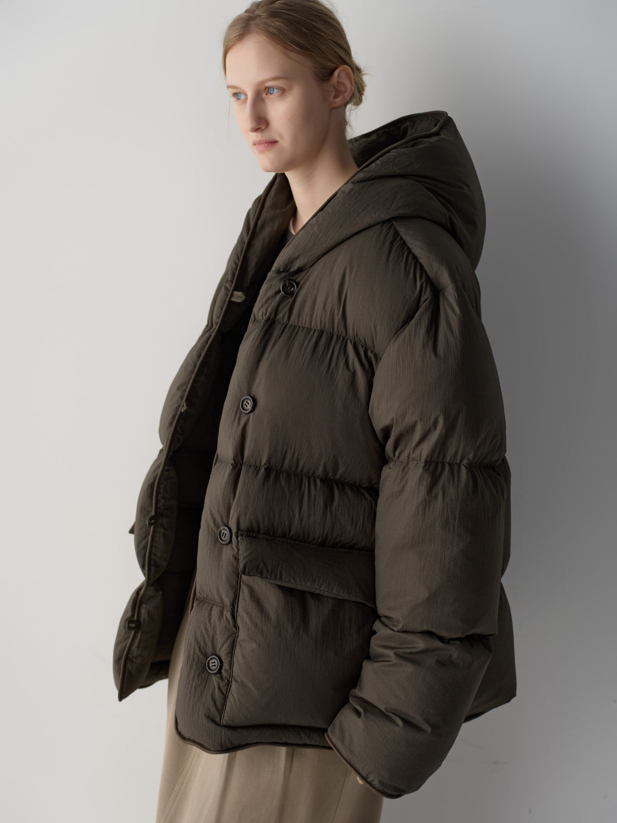 Goose Down Hooded Puffer_brown