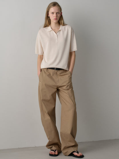 Round Curved Pants_almond beige