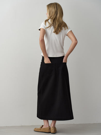 Cotton Wrap Skirt_black