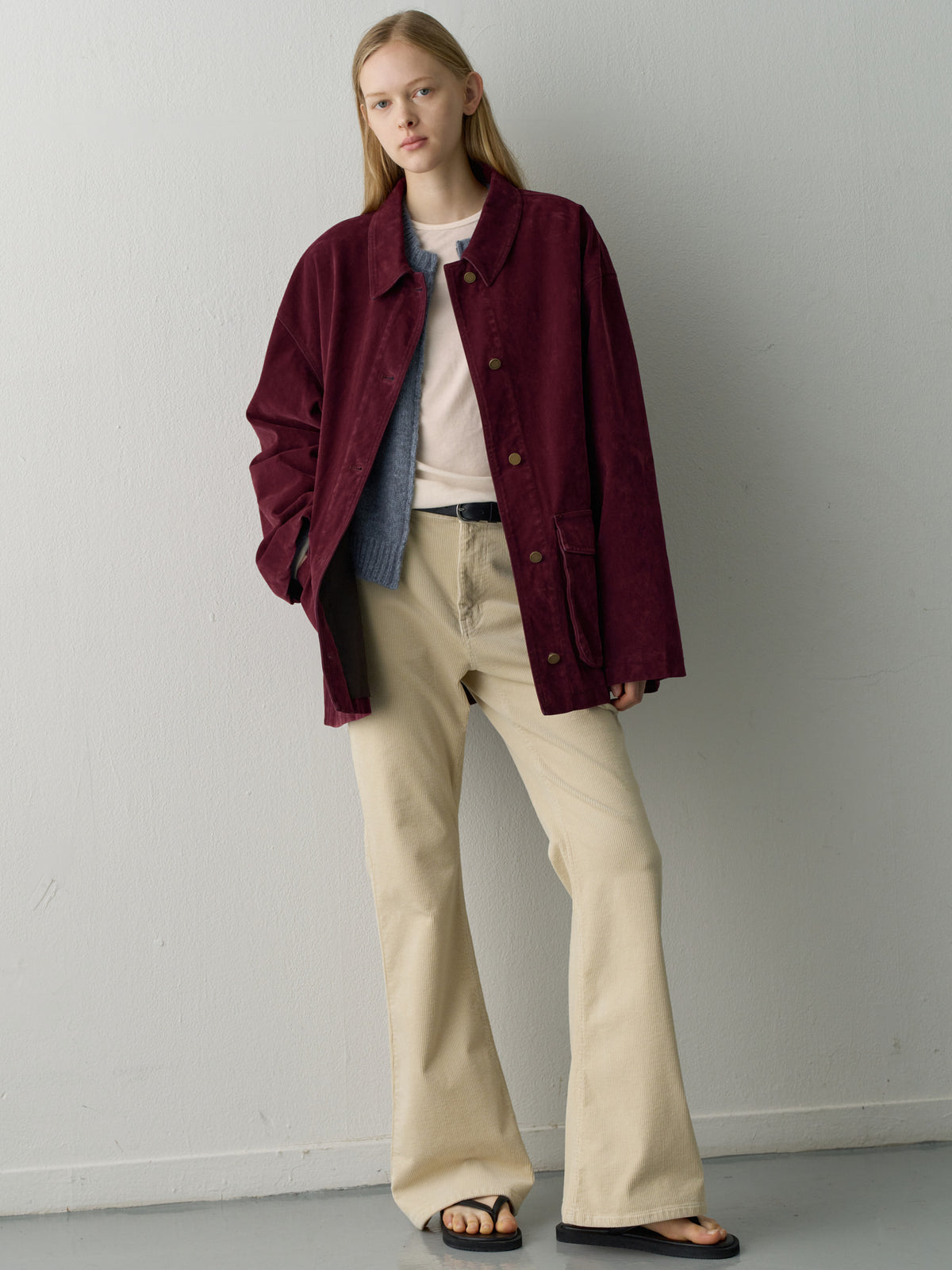 Corduroy Bootcut Pants_cream