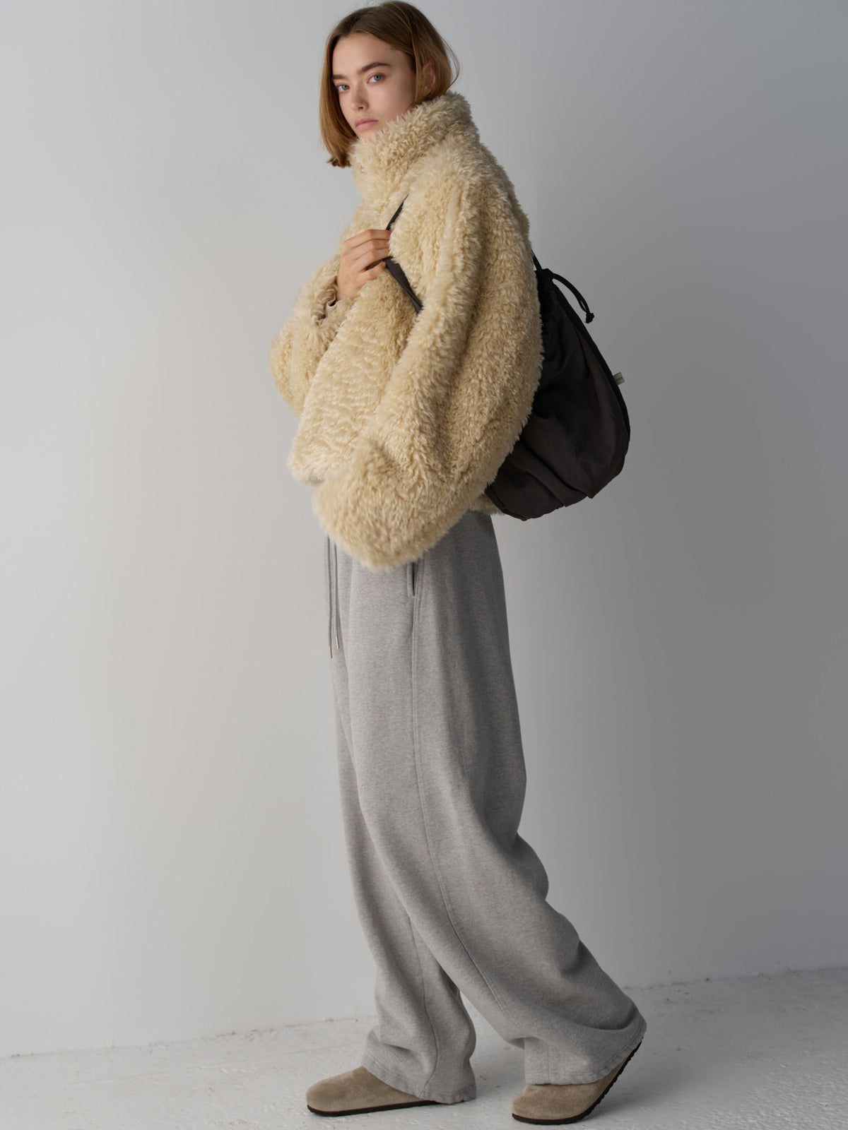 High-neck fur jumper_cream