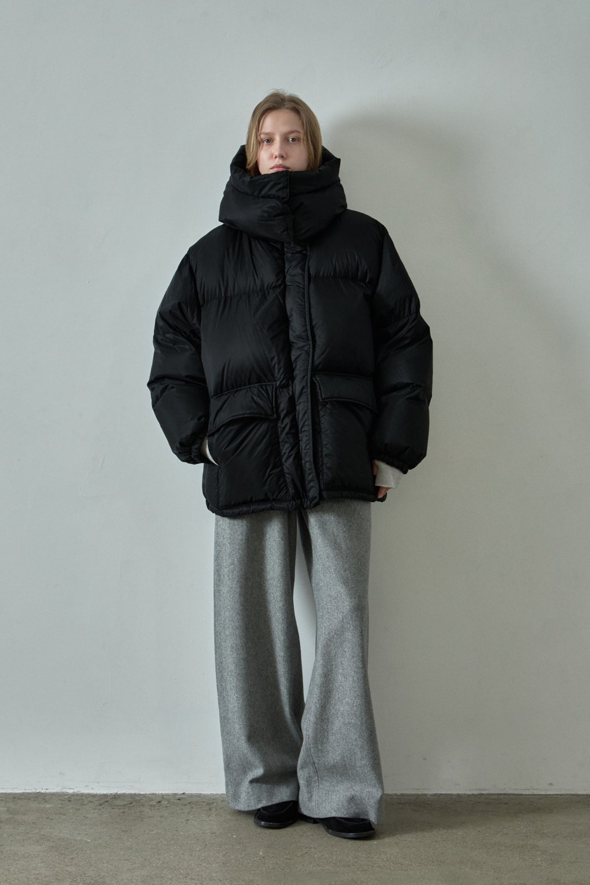 Goose down half padded_black