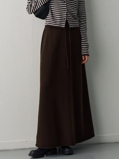 Cashmere Knit Maxi Skirt_dark brown
