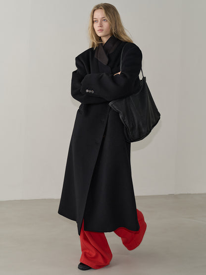 Cashmere Stand Collar Coat_black