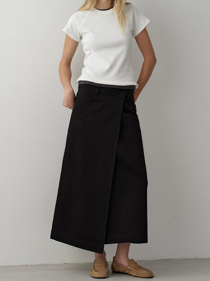 Cotton Wrap Skirt_black