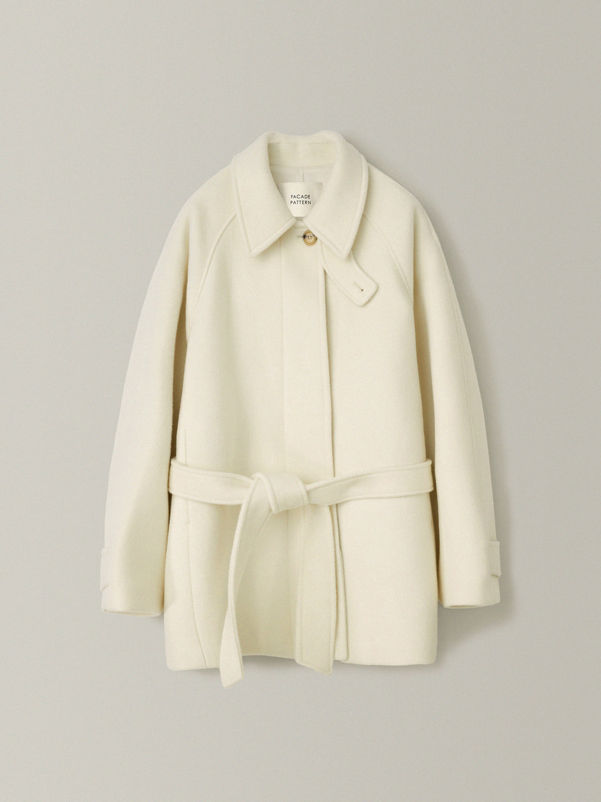 Cashmere Belted Half Coat_ivory