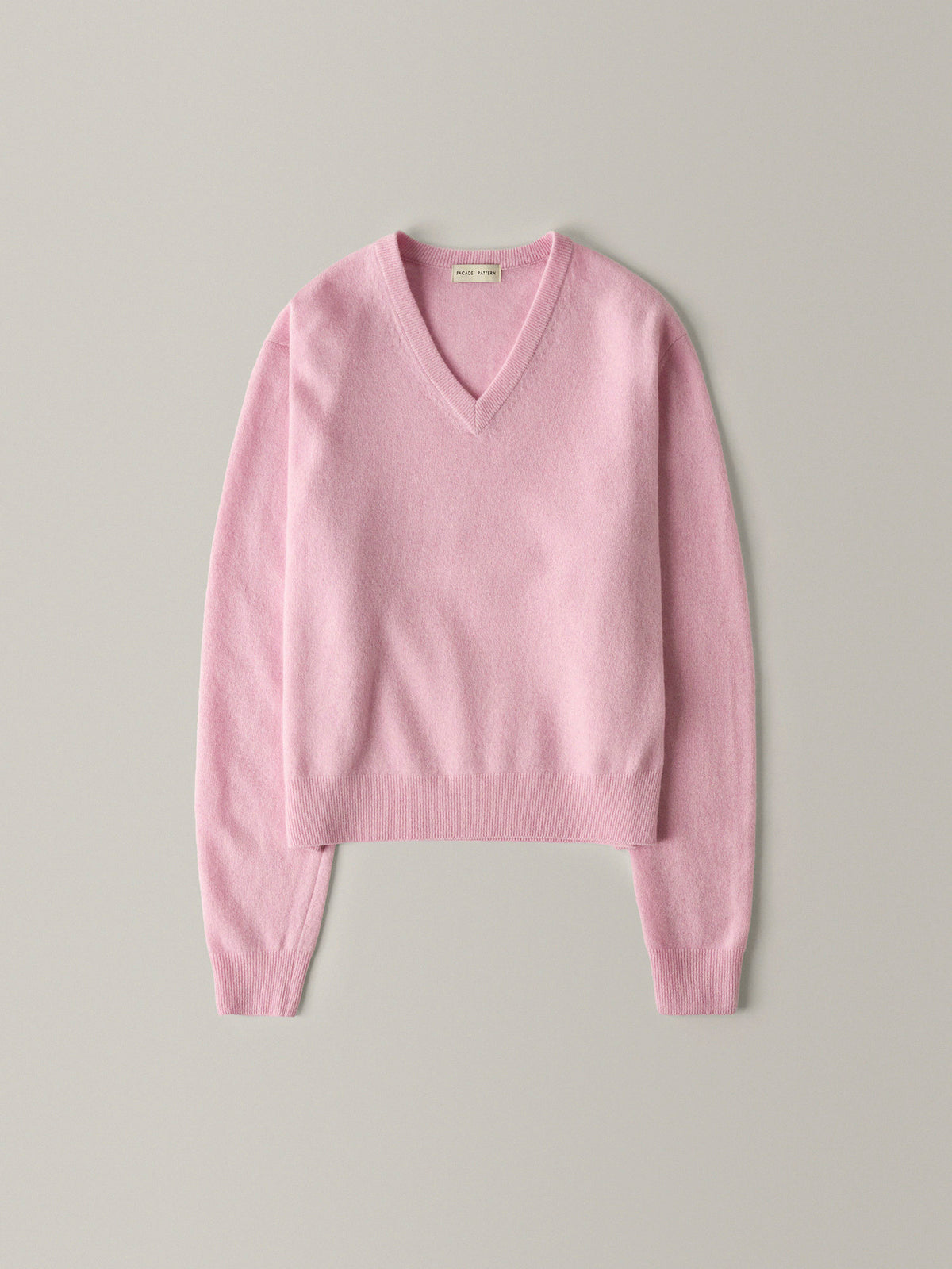 Essential V-neck Knit_fog pink