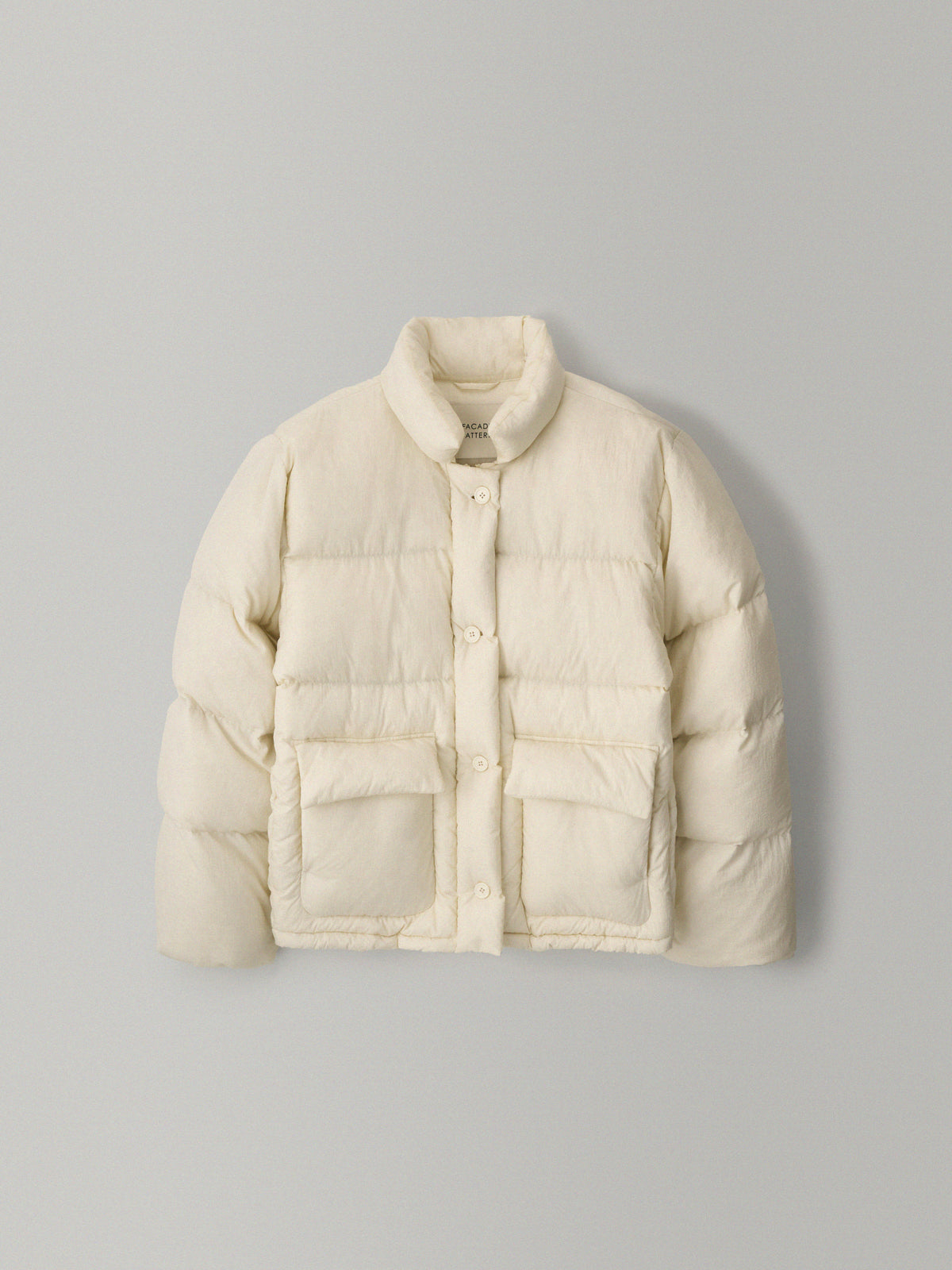 Goose down button puffer_ivory