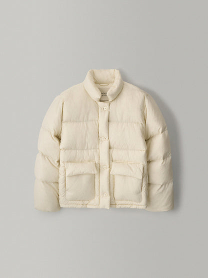 Goose down button puffer_ivory