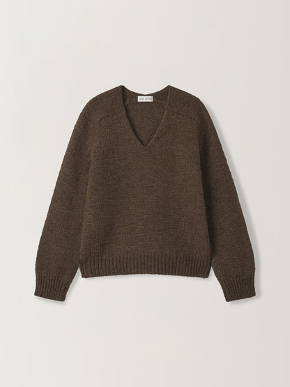 Textured V-neck Knit_brown