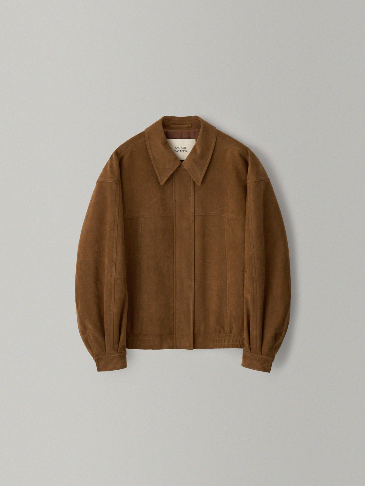 Oversized Fit Stitched Suede Blouson_camel