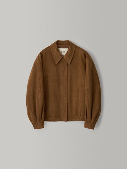 Oversized Fit Stitched Suede Blouson_camel