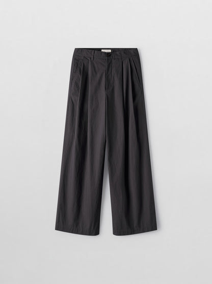 Vintage Cotton Two-Tuck Wide Pants_charcoal