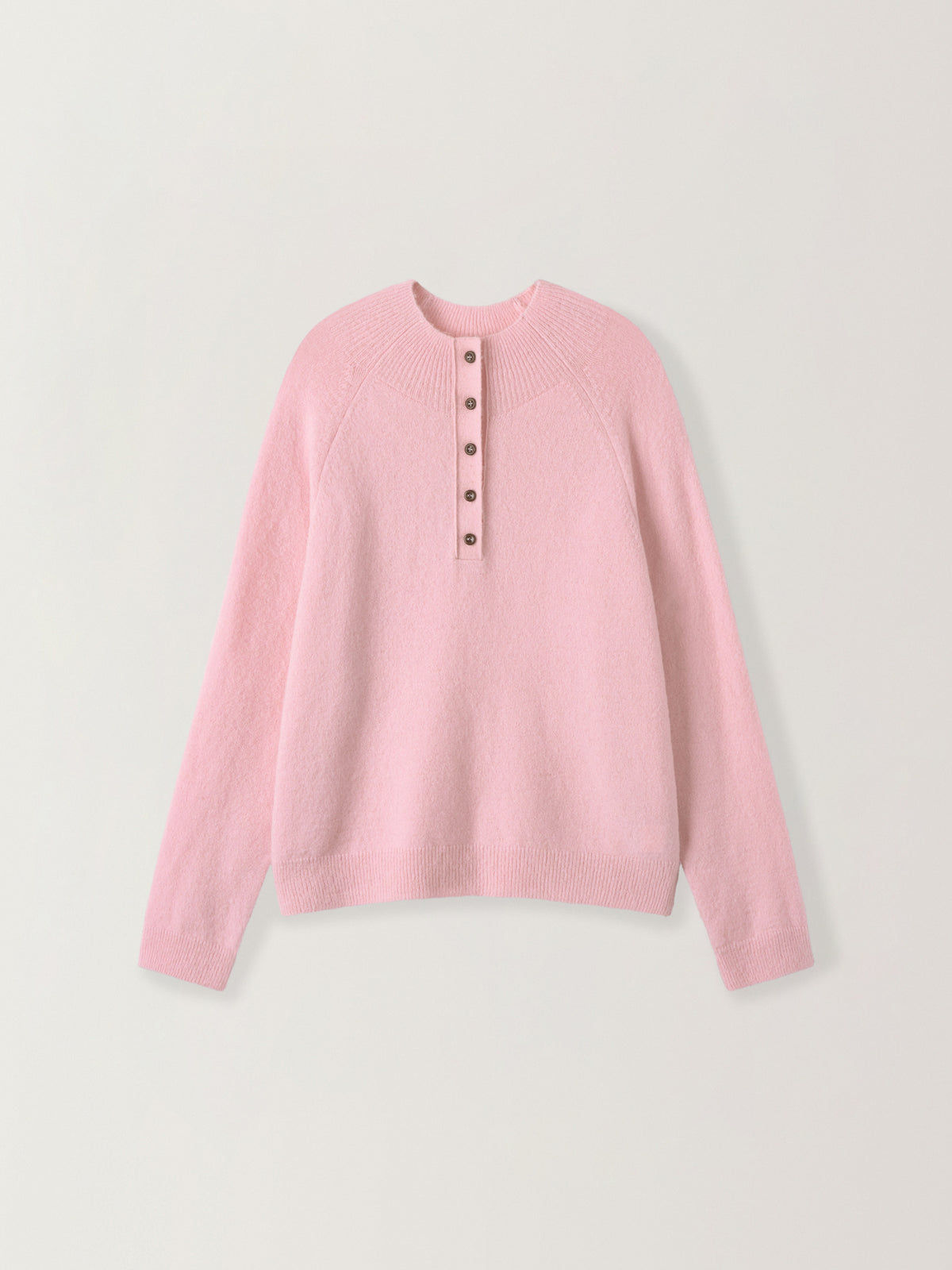 High-neck button knit_pink